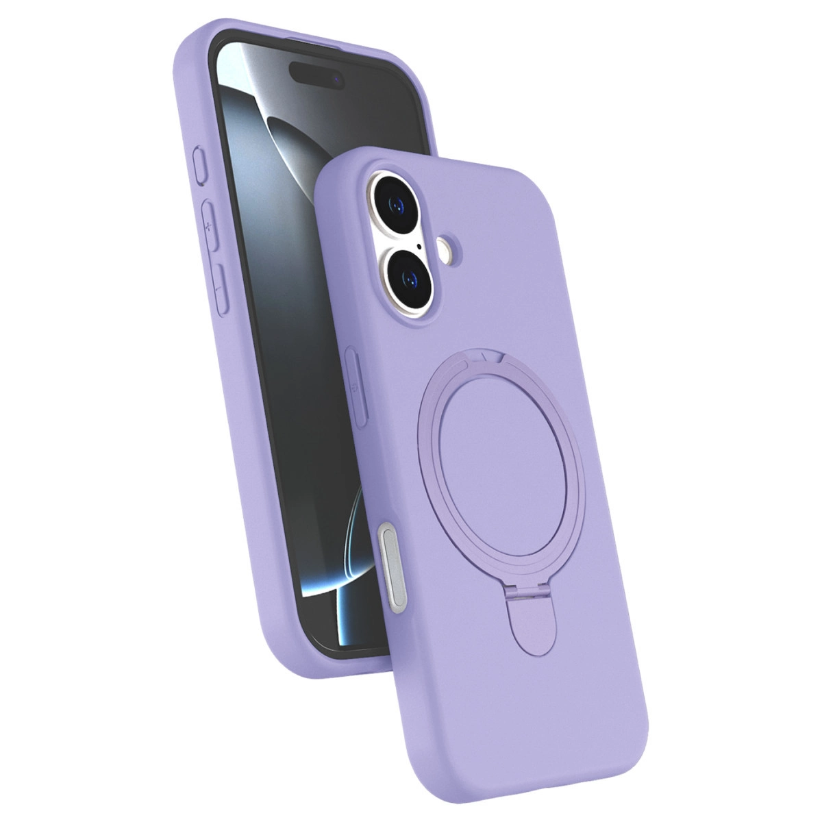 Akıllı telefonda halka tutuculu mor telefon kılıfı.