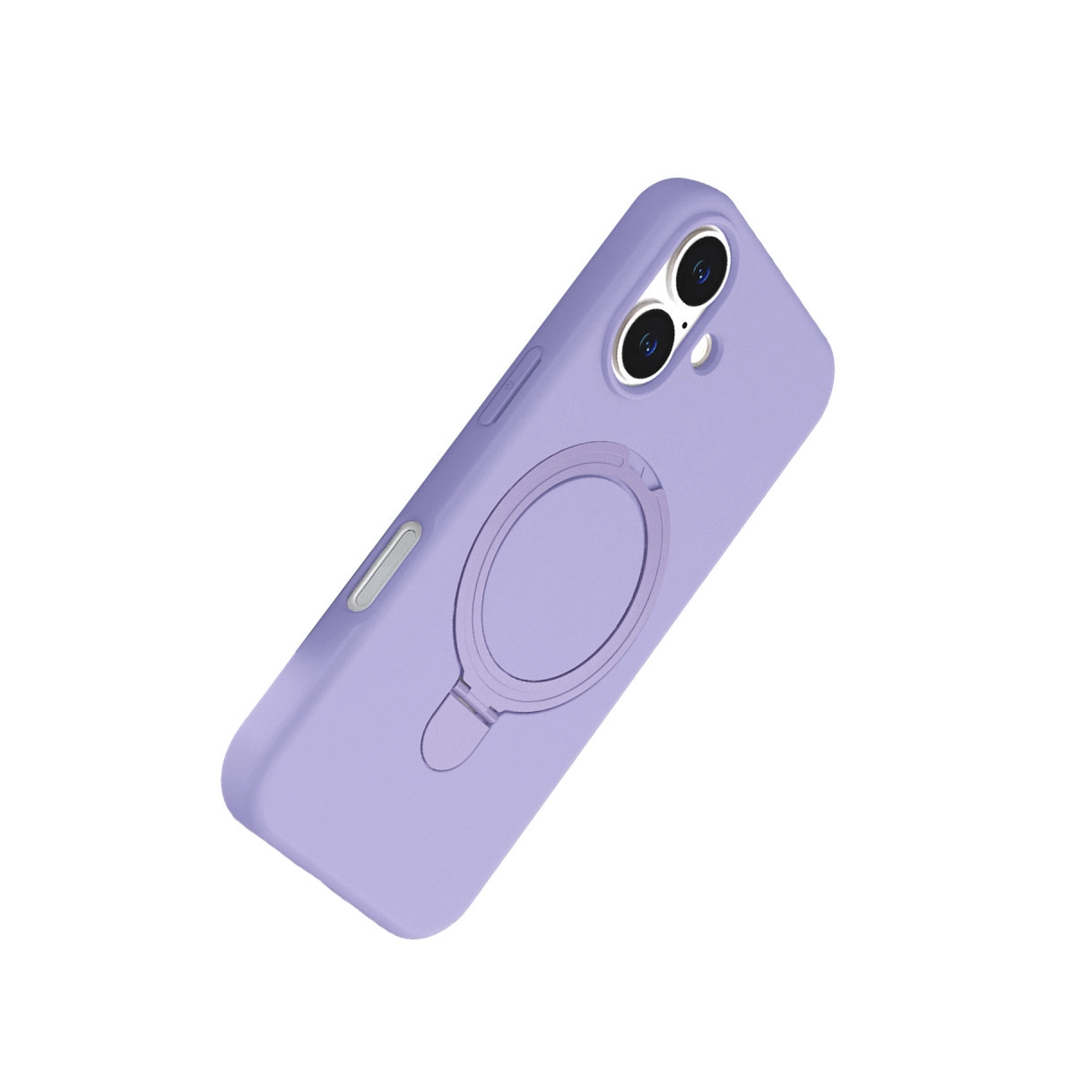 Halka tutuculu ve kamera açıklıklı lavanta rengi telefon kılıfı.