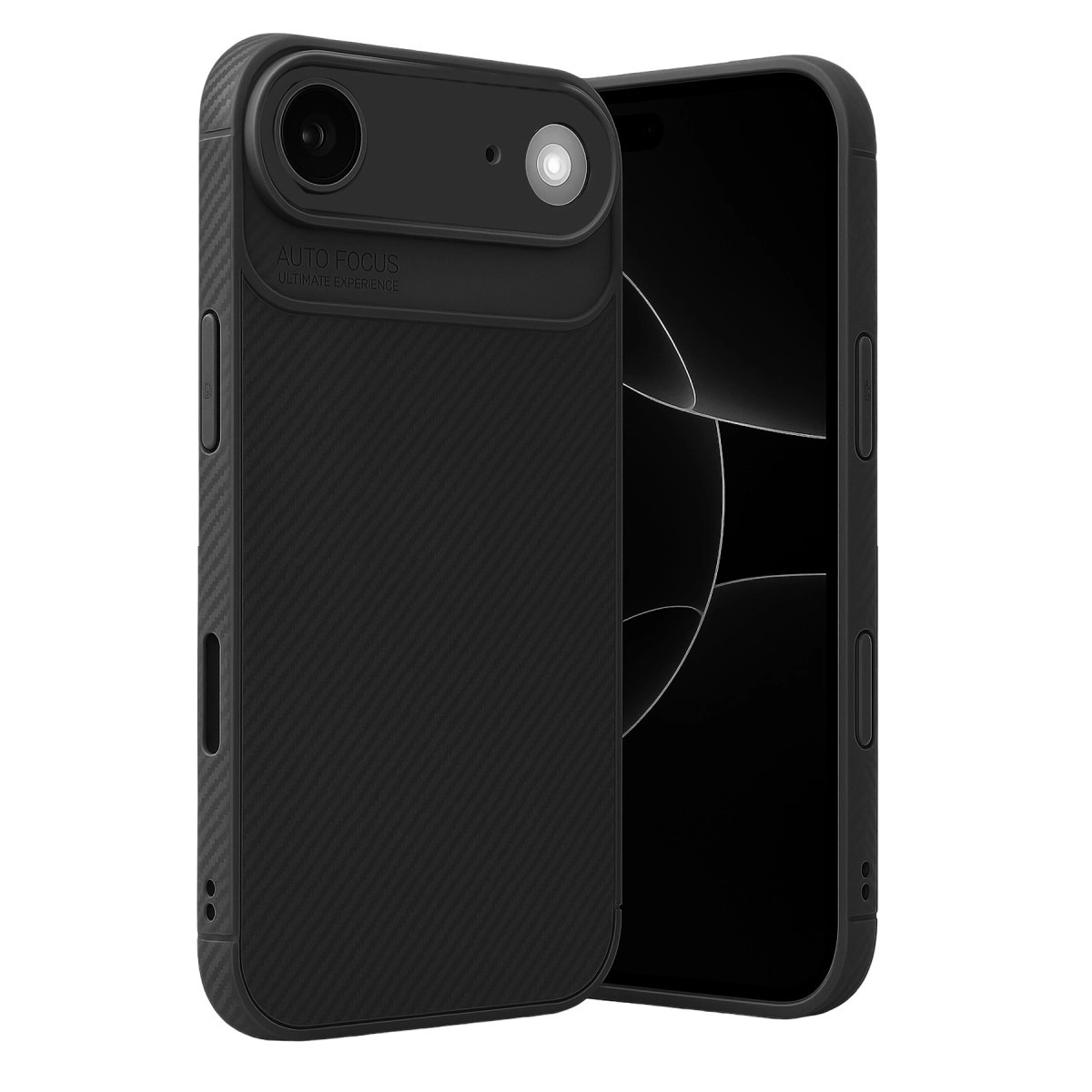 NEWFACE iPhone 17 Air Uyumlu Auto Focus Karbon Kapak Telefon Kılıfı Siyah