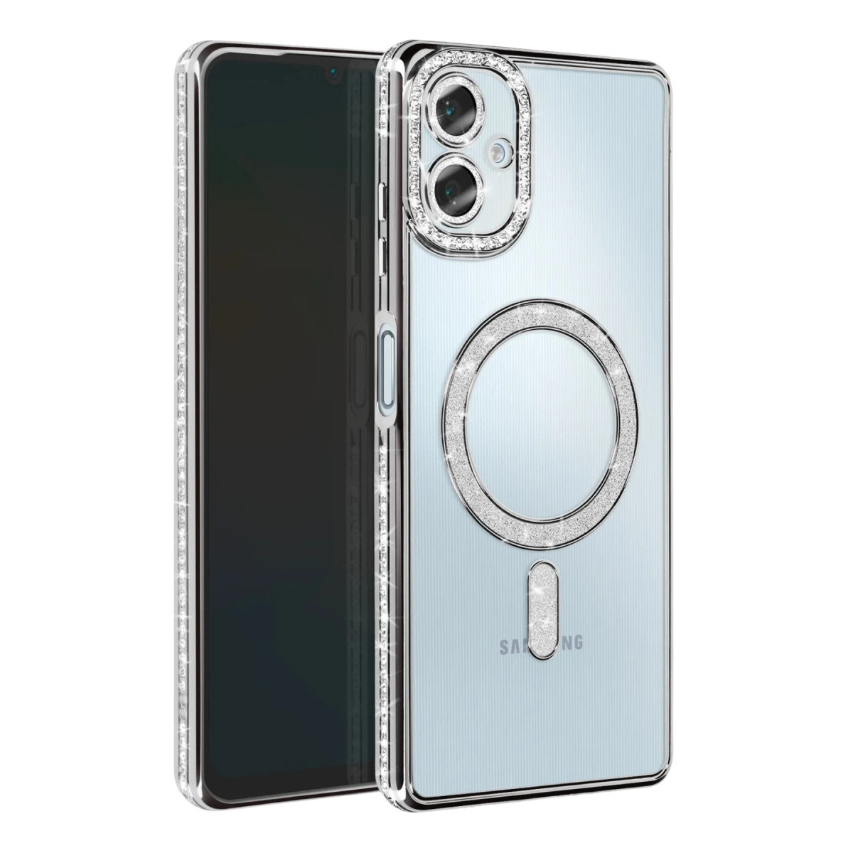 Samsung telefon için parlak, şeffaf telefon kılıfı.