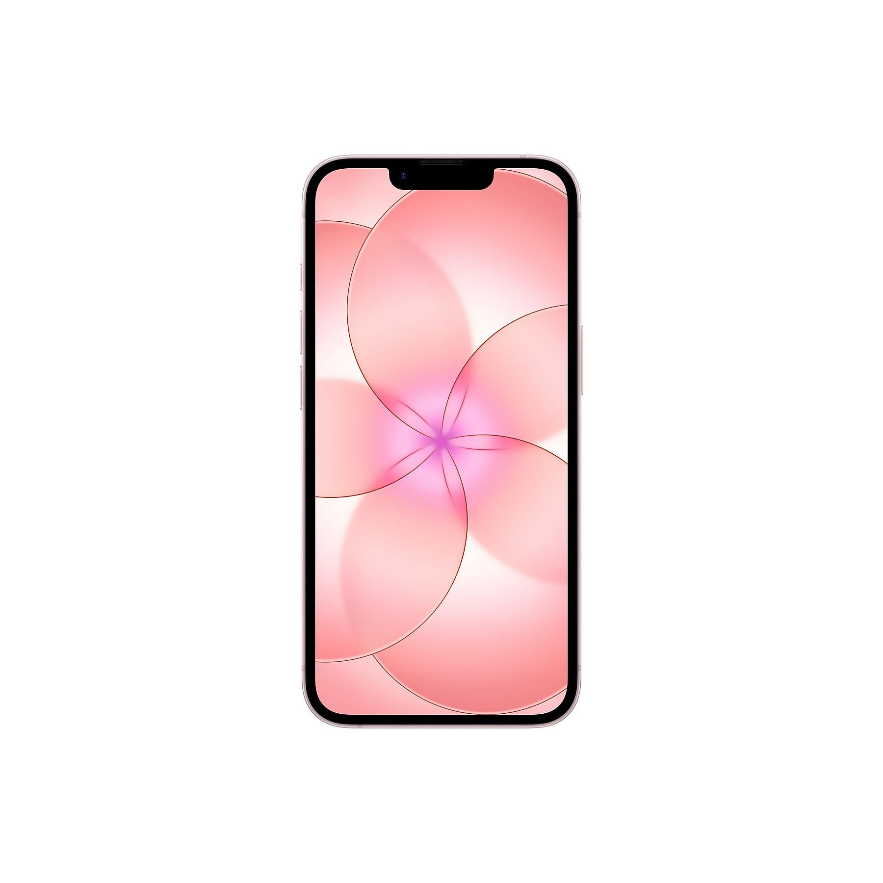 Ein Smartphone mit einem rosa Blütenmuster auf dem Bildschirm.