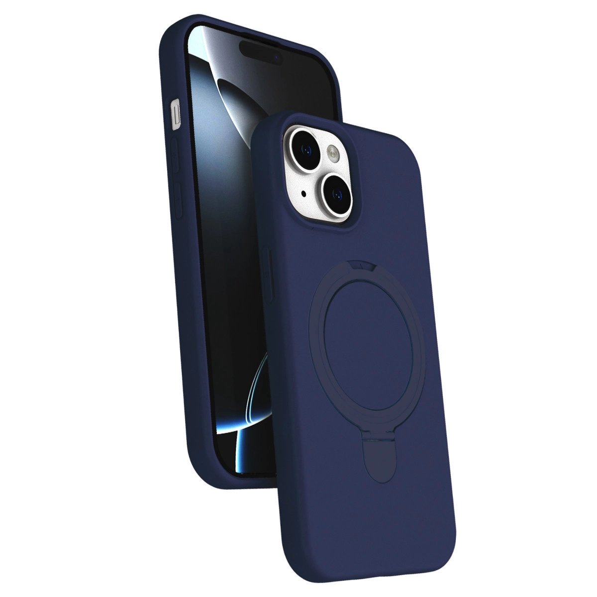 NEWFACE iPhone 15 Plus Uyumlu Regal Magsafe Standlı Kapak Telefon Kılıfı Lacivert