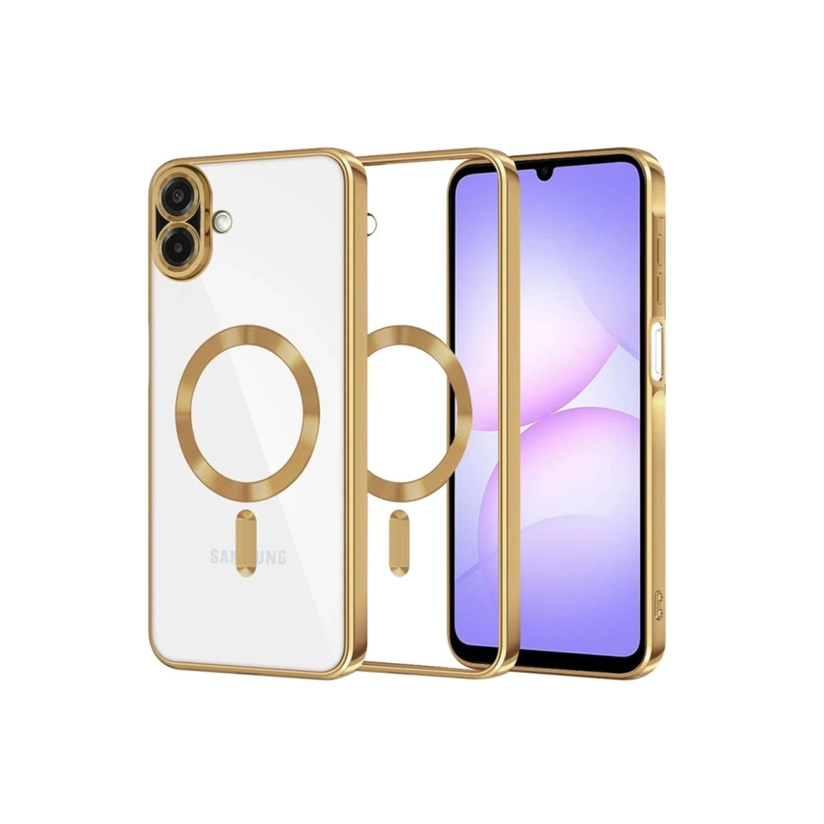 NEWFACE Samsung Galaxy A07 Uyumlu Kross Magneticsafe Kapak Telefon Kılıfı Altın