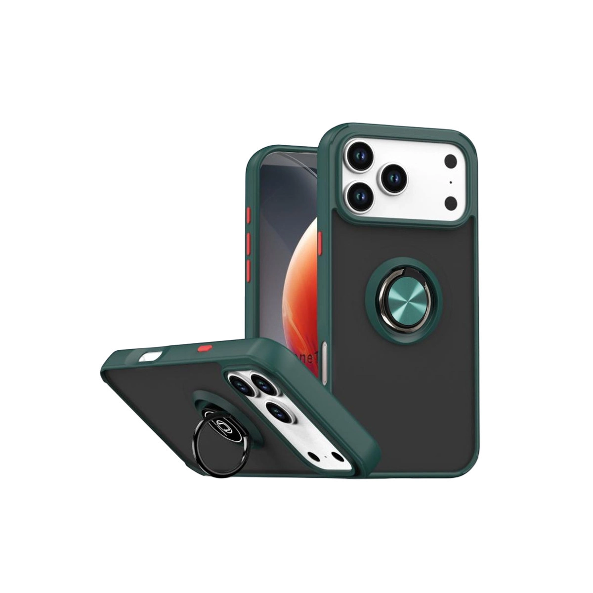 NEWFACE iPhone 17 Pro Uyumlu Montreal Yüzüklü Silikon Kapak Telefon Kılıfı Yeşil