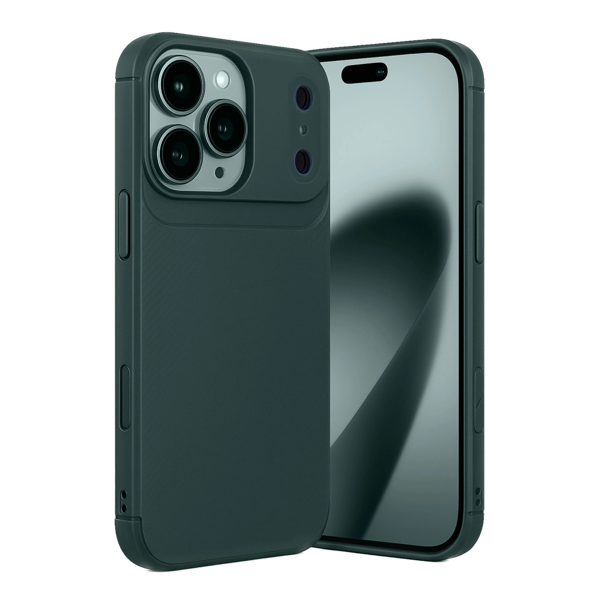 NEWFACE iPhone 17 Pro Uyumlu Auto Focus Karbon Kapak Telefon Kılıfı Koyu Yeşil
