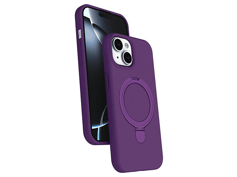 NEWFACE iPhone 15 Plus Uyumlu Regal Magsafe Standlı Kapak Telefon Kılıfı Derin Mor