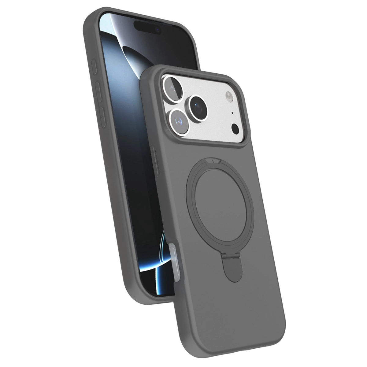 NEWFACE iPhone 17 Pro Uyumlu Regal Magsafe Standlı Kapak Telefon Kılıfı Titan Gri