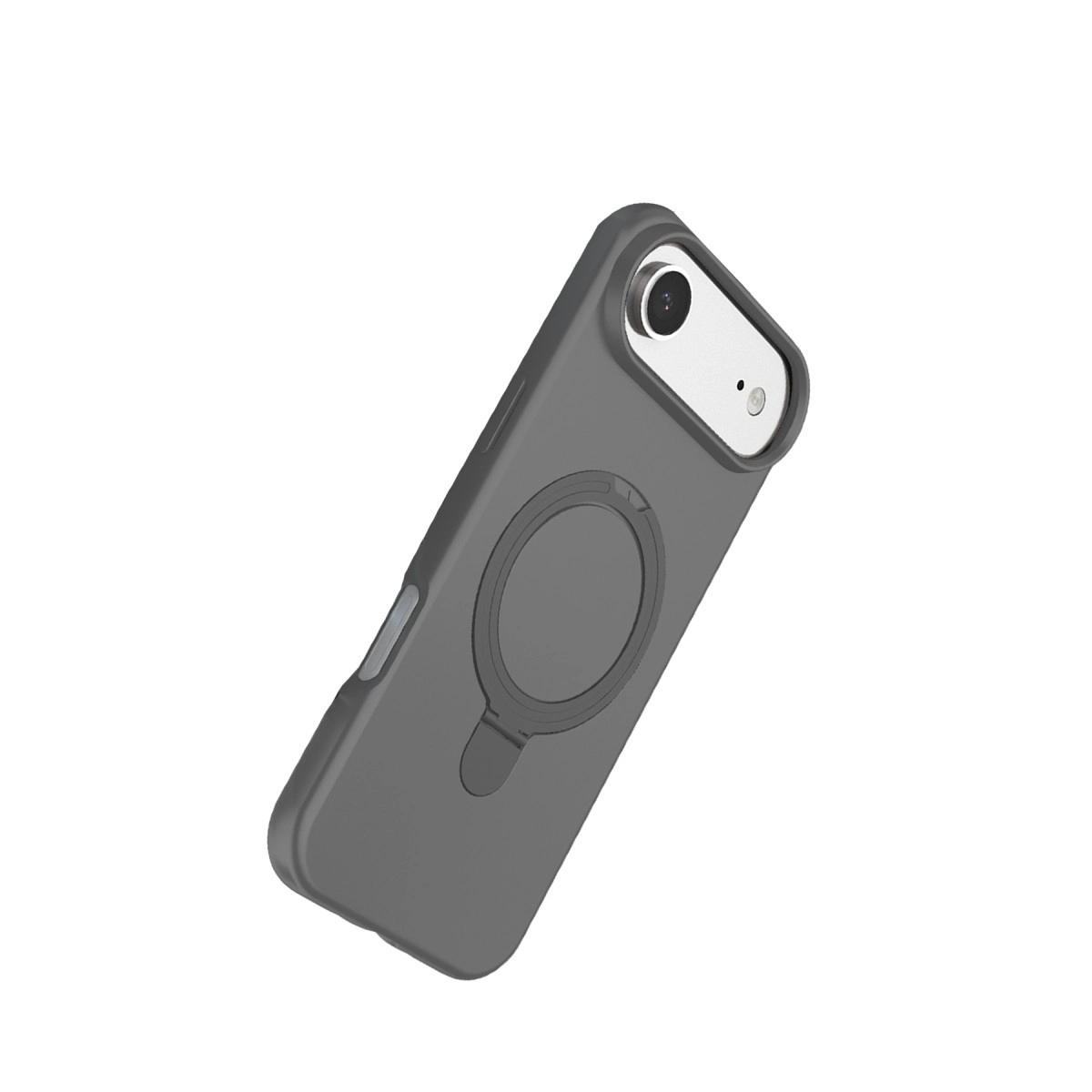 Halka tutuculu ve kamera kesimli gri telefon kılıfı.
