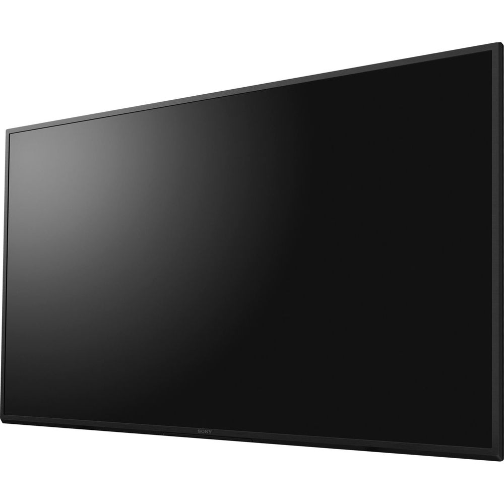 Un televisore Sony a schermo piatto nero, visto da un angolo a sinistra.