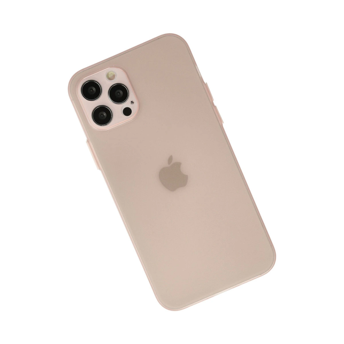 Üç kameralı, Apple logolu, gül altın rengi iPhone.