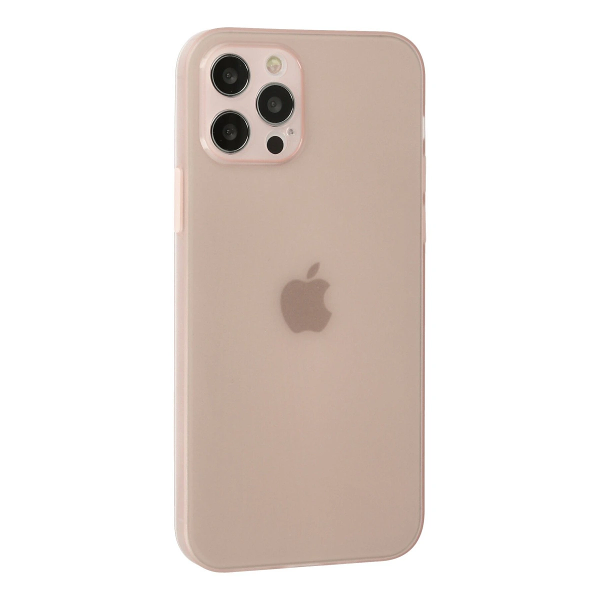 Üç kameralı, Apple logolu, gül altın rengi iPhone kılıfı.