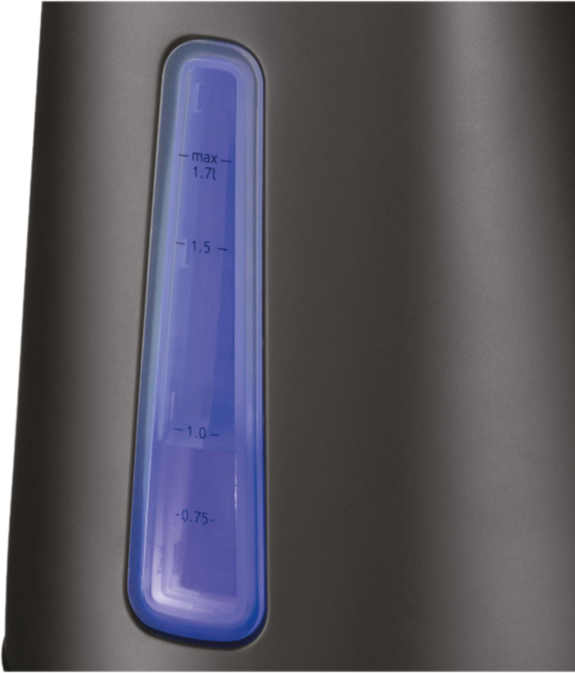 Zbliżenie wskaźnika poziomu wody z oznaczeniami 0,75L, 1L, 1,5L i 1,7L.