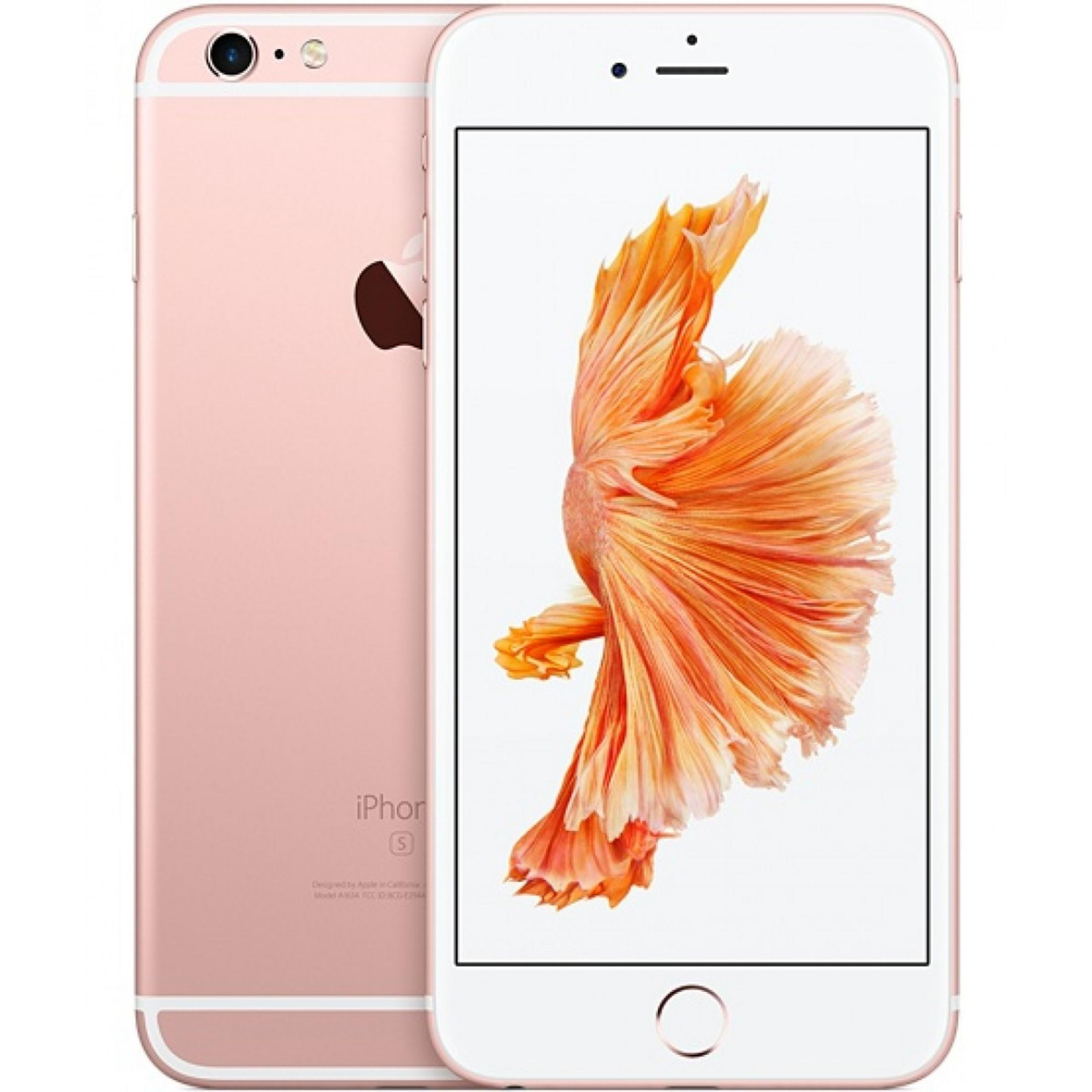 Ein roségoldenes iPhone 6s mit einem Fisch auf dem Bildschirm.