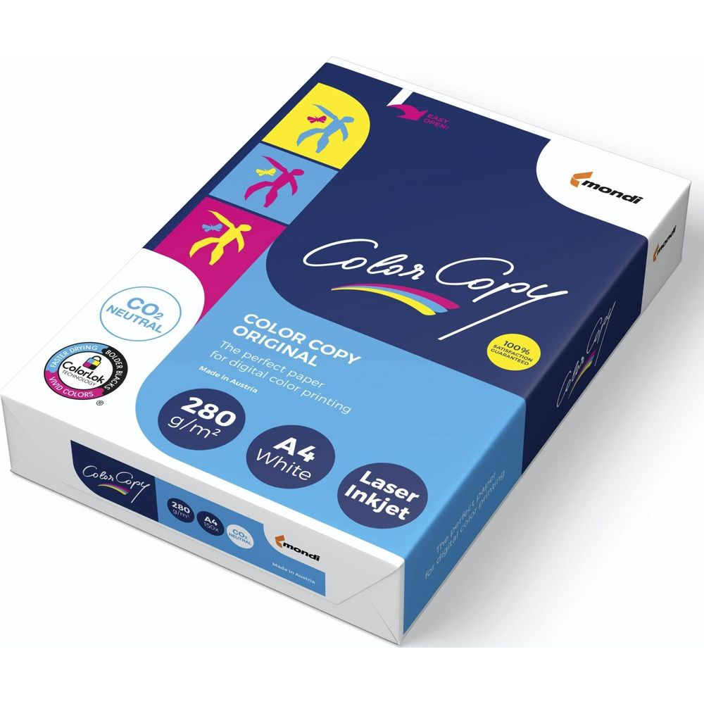 Rycle papieru Mondi Color Copy A4, 280 g/m², biały, do druku laserowego i atramentowego.