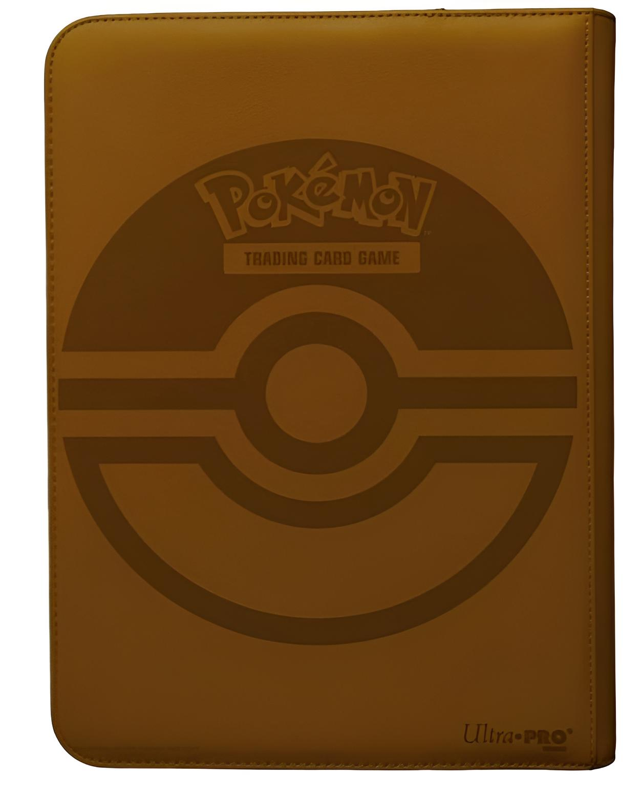 Brauner Pokémon Sammelkartenordner mit Pokeball-Logo und Ultra-Pro-Schriftzug.