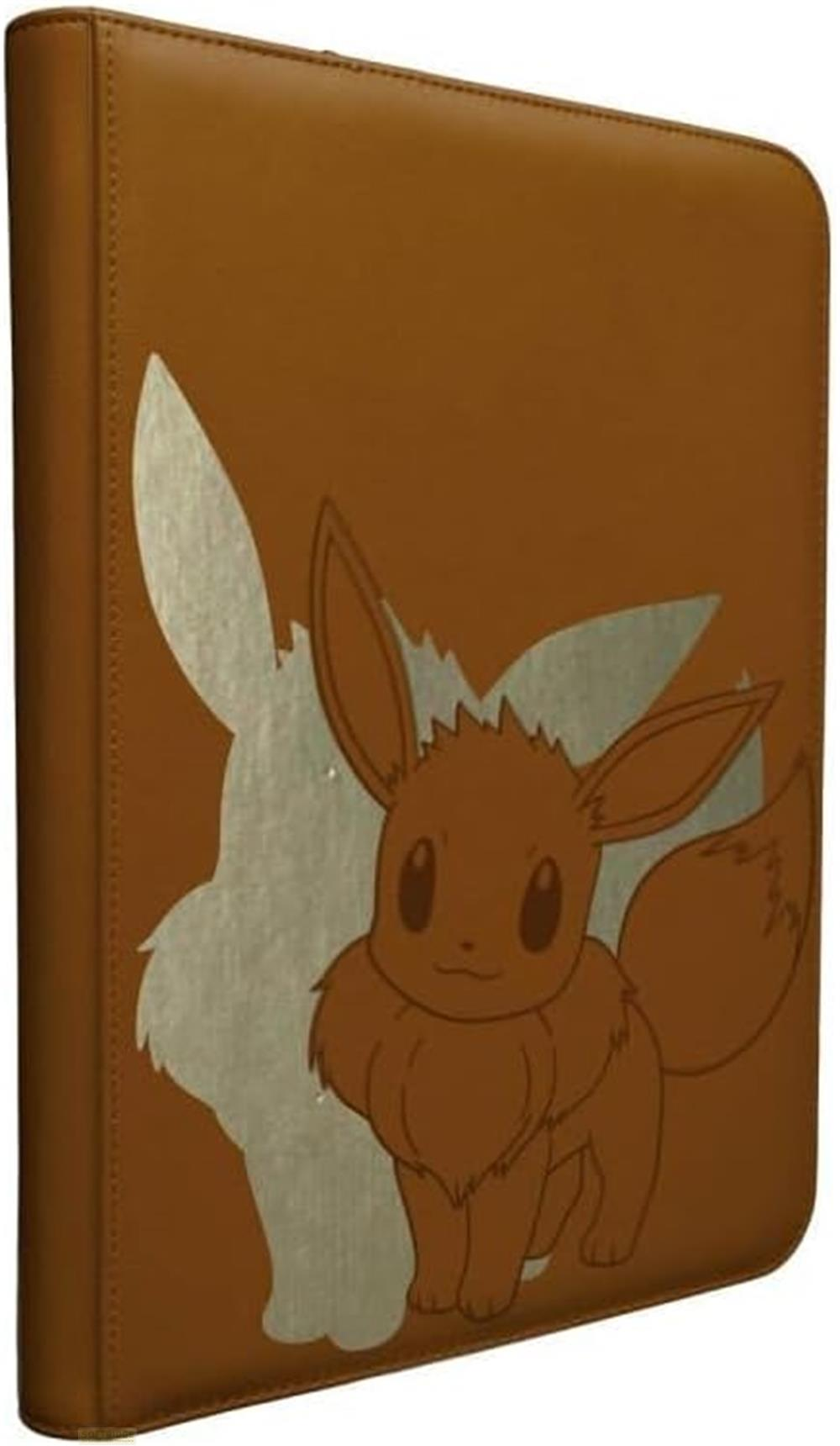 Brauner Ordner mit silberner Eevee-Silhouette und braunem Eevee-Grafikdruck.