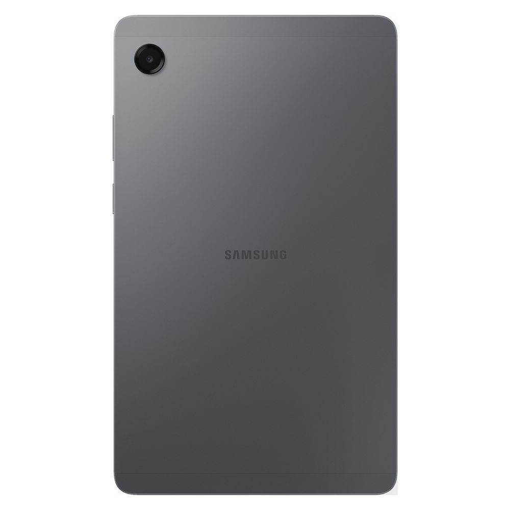 Retro di un tablet Samsung grigio con fotocamera e logo.