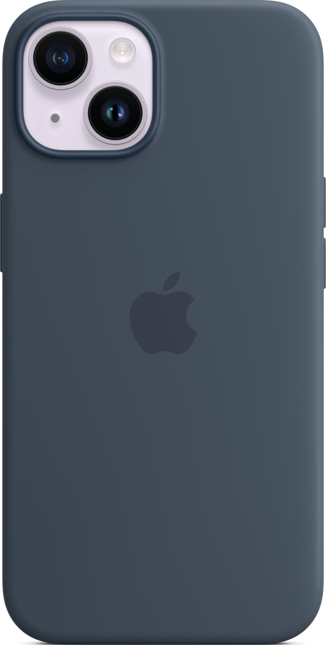 Custodia grigio scuro per iPhone con logo Apple e lenti.