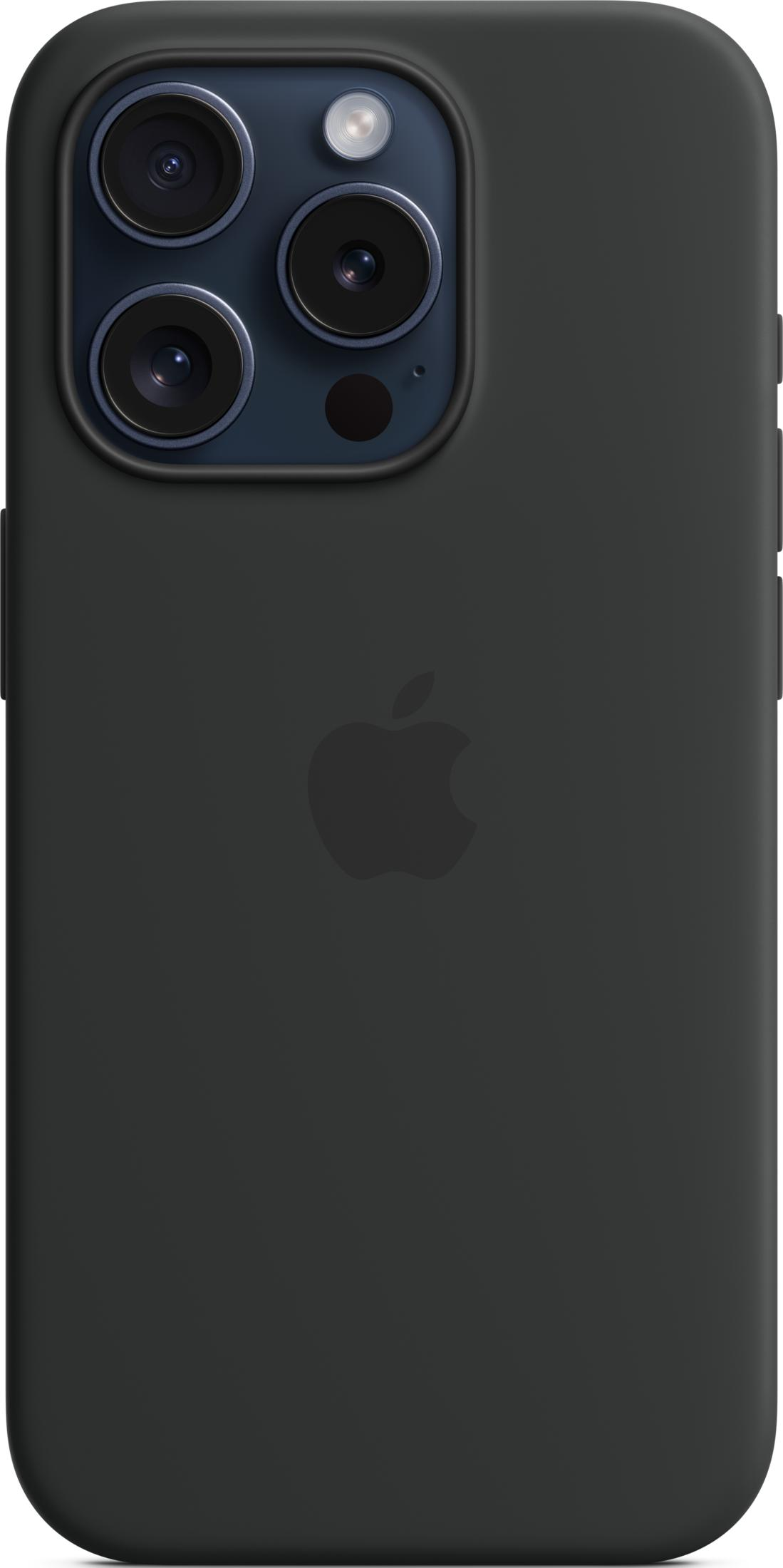 Dark gray iPhone case with Apple logo and camera lens.