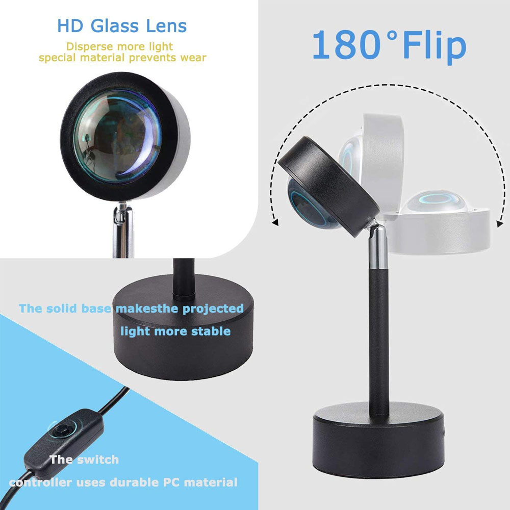 Ein Nachttischlampen-Set mit HD-Linse, schwenkbarem Kopf und stabilem Sockel.