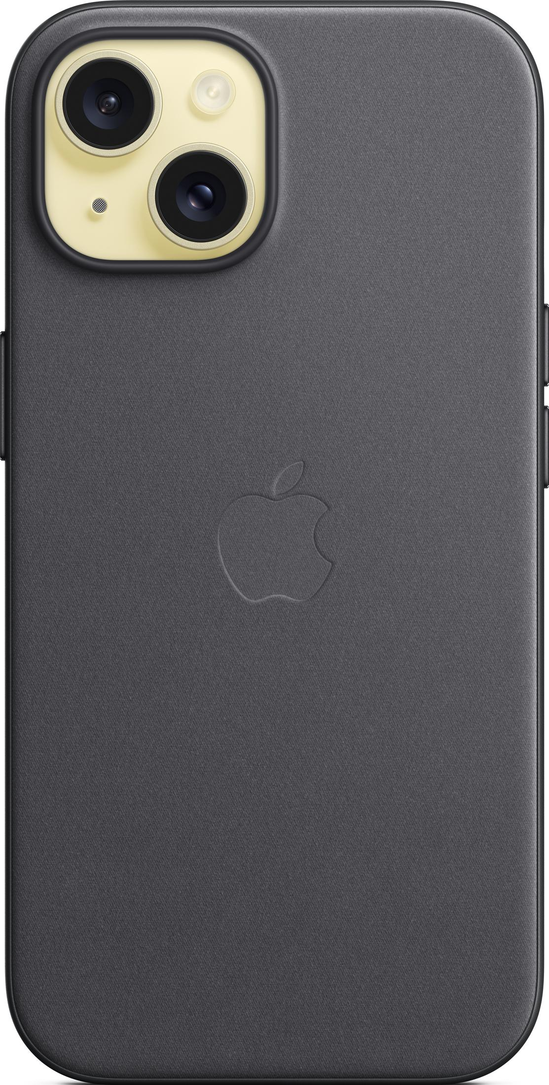 Donkergrijs iPhone hoesje met Apple logo en camerauitsparing.
