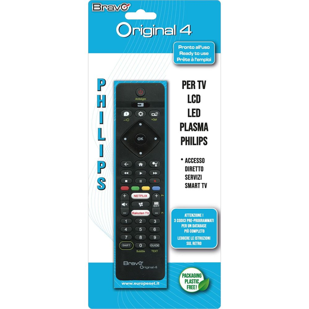 Confezione con telecomando Philips Original 4 per TV, LCD, LED, Plasma.