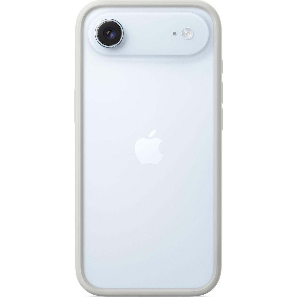 Parte trasera de un iPhone azul claro con logo de Apple y cámara.