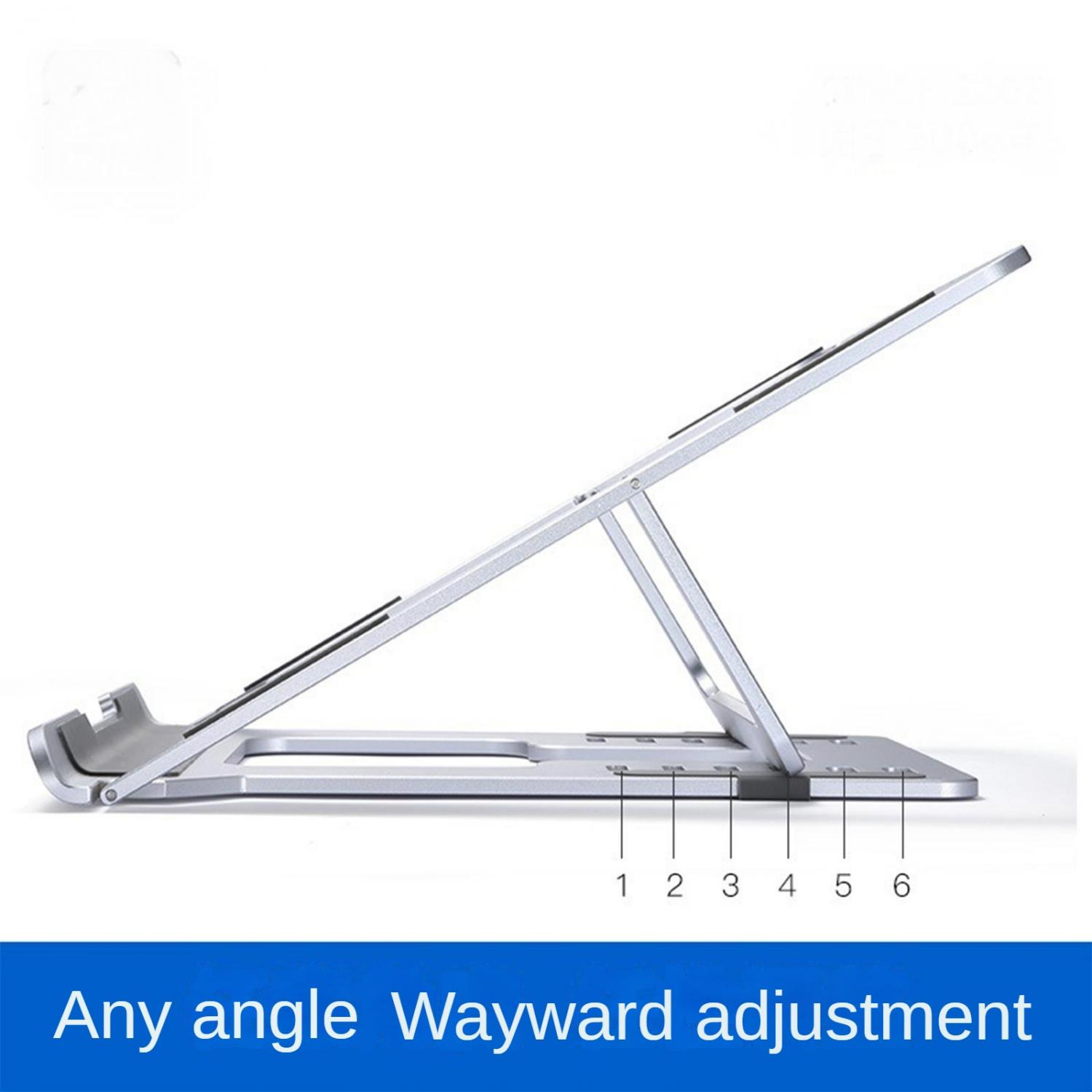 Ein verstellbarer Laptopständer aus Metall mit Nummerierung.