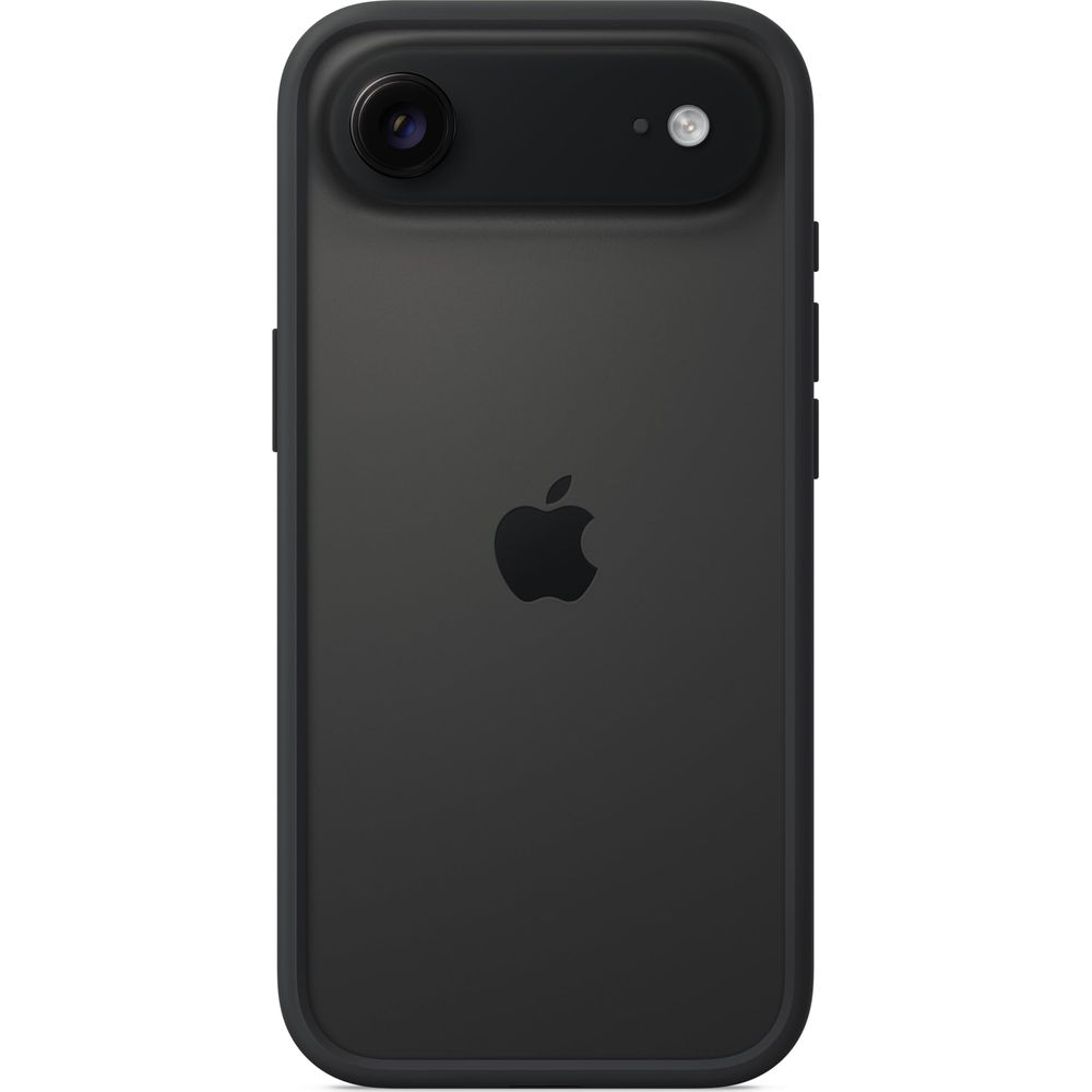iPhone negro con logo de Apple y cámara en la parte trasera.