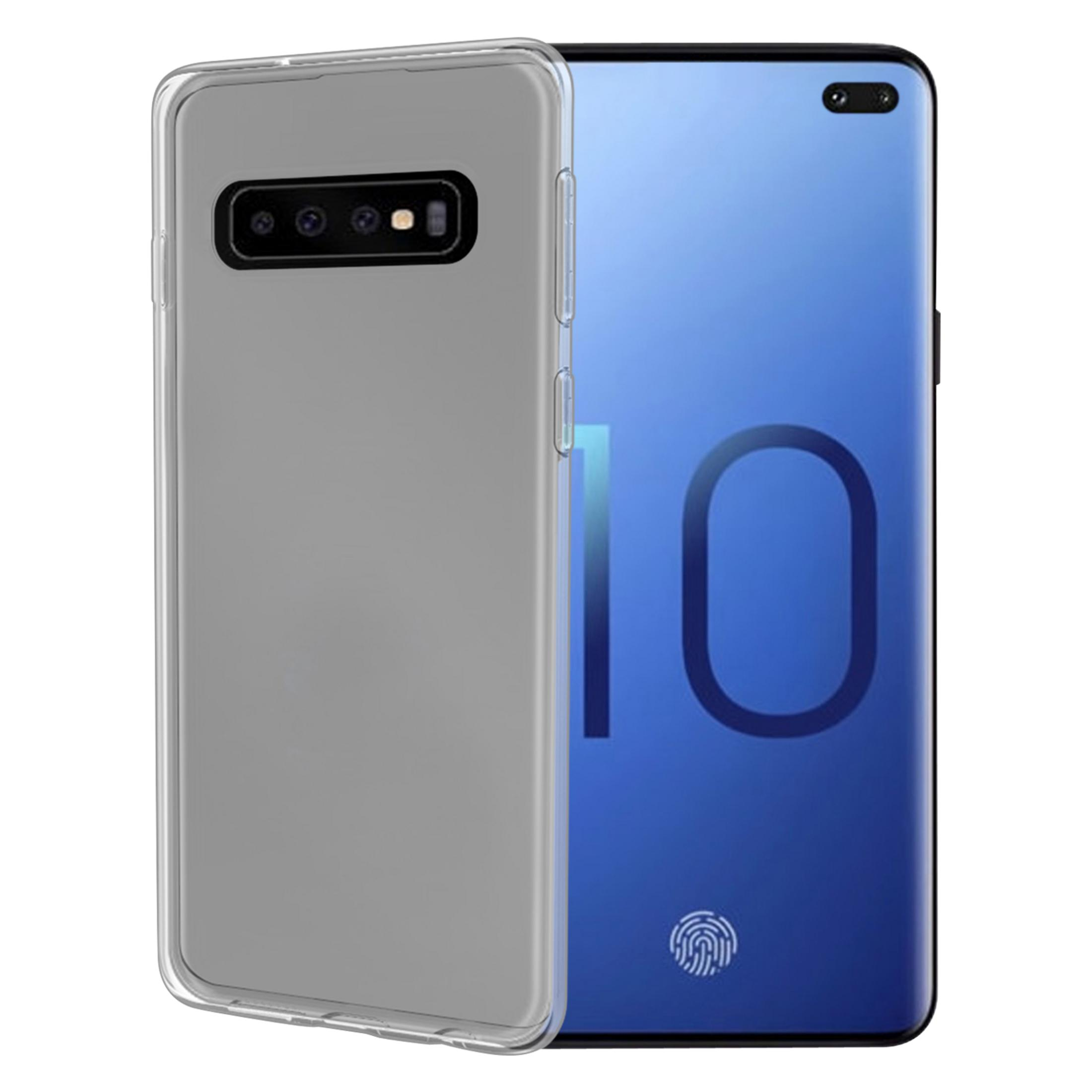 Custodia trasparente su smartphone con retro blu e logo "10".
