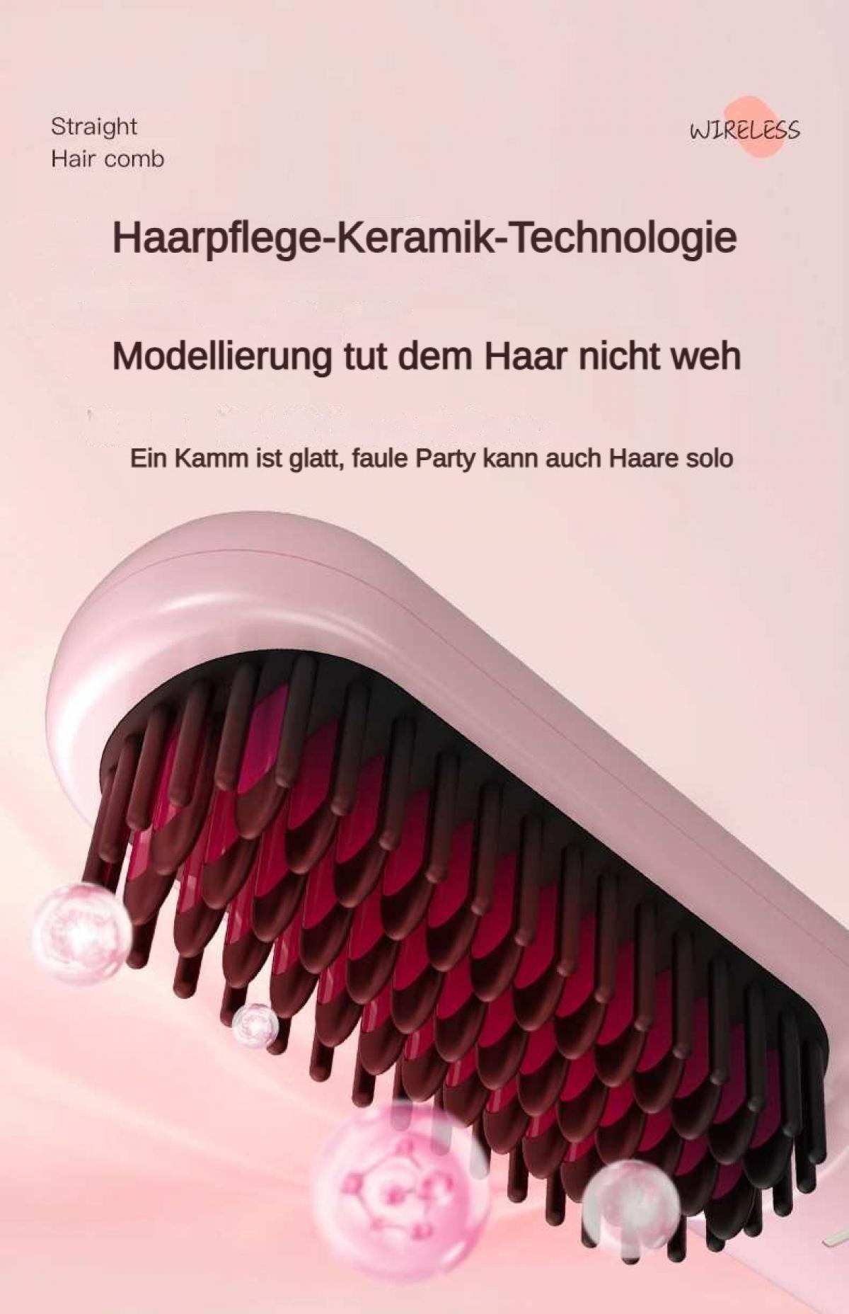Ein pinker Kamm mit dunklen Borsten, Keramik-Technologie.