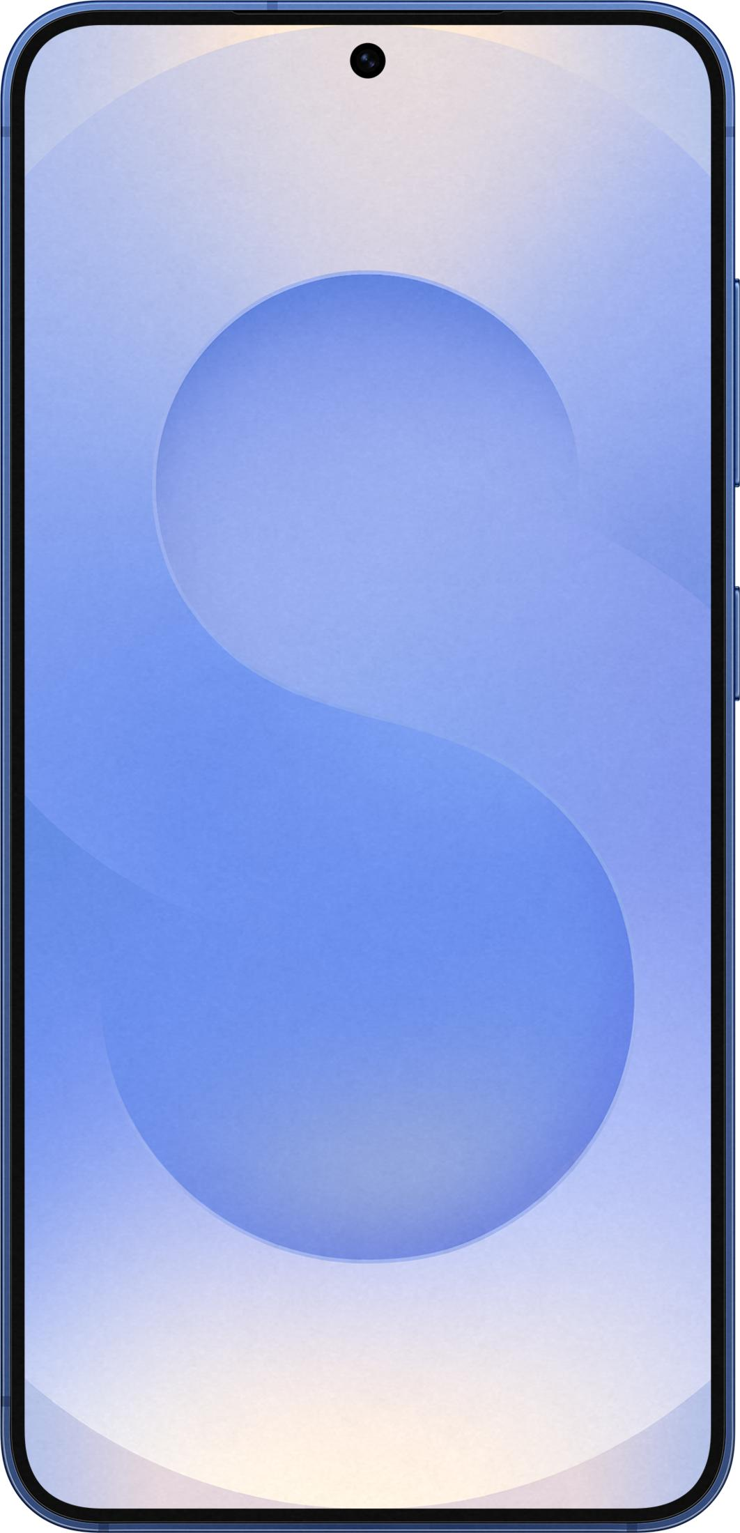 Ein Smartphone mit blauem Hintergrund und einem großen S-förmigen Kreis.