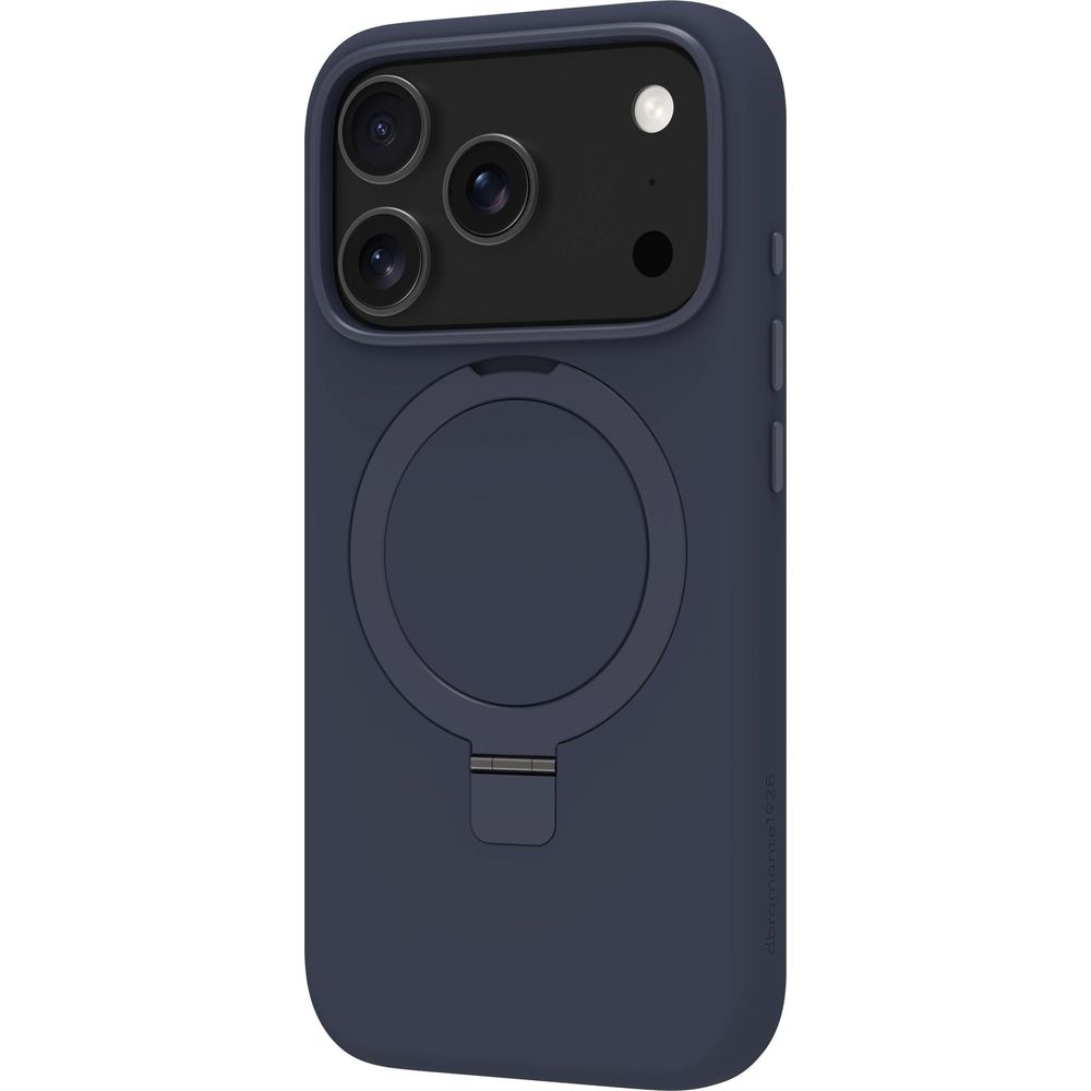 Funda de teléfono azul oscuro con tres lentes de cámara y un círculo.