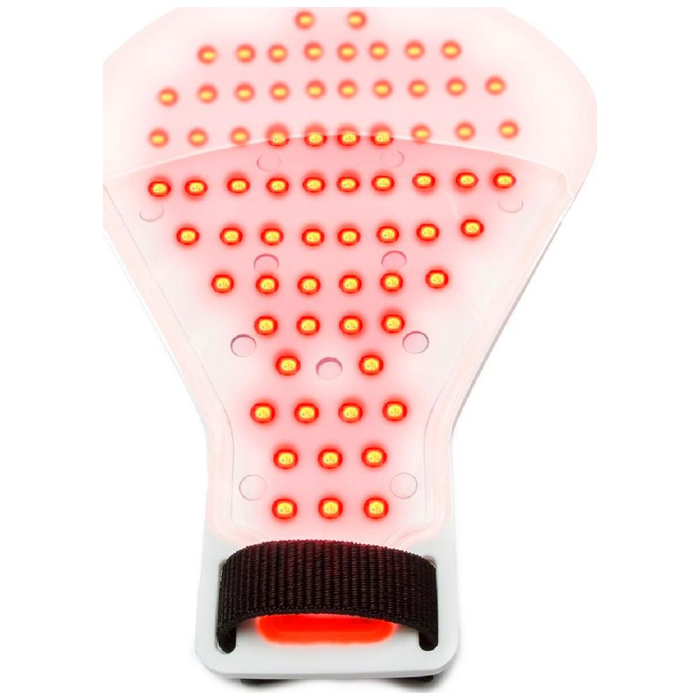 Ein Lichttherapiegerät mit roten LEDs und einem schwarzen Gurt.