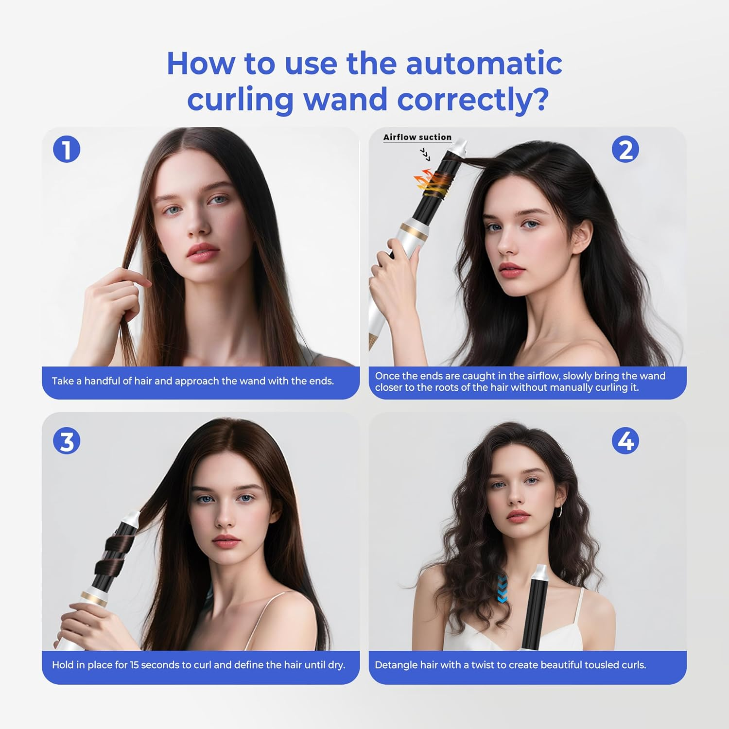 Anleitung: Haare mit automatischem Lockenstab stylen.