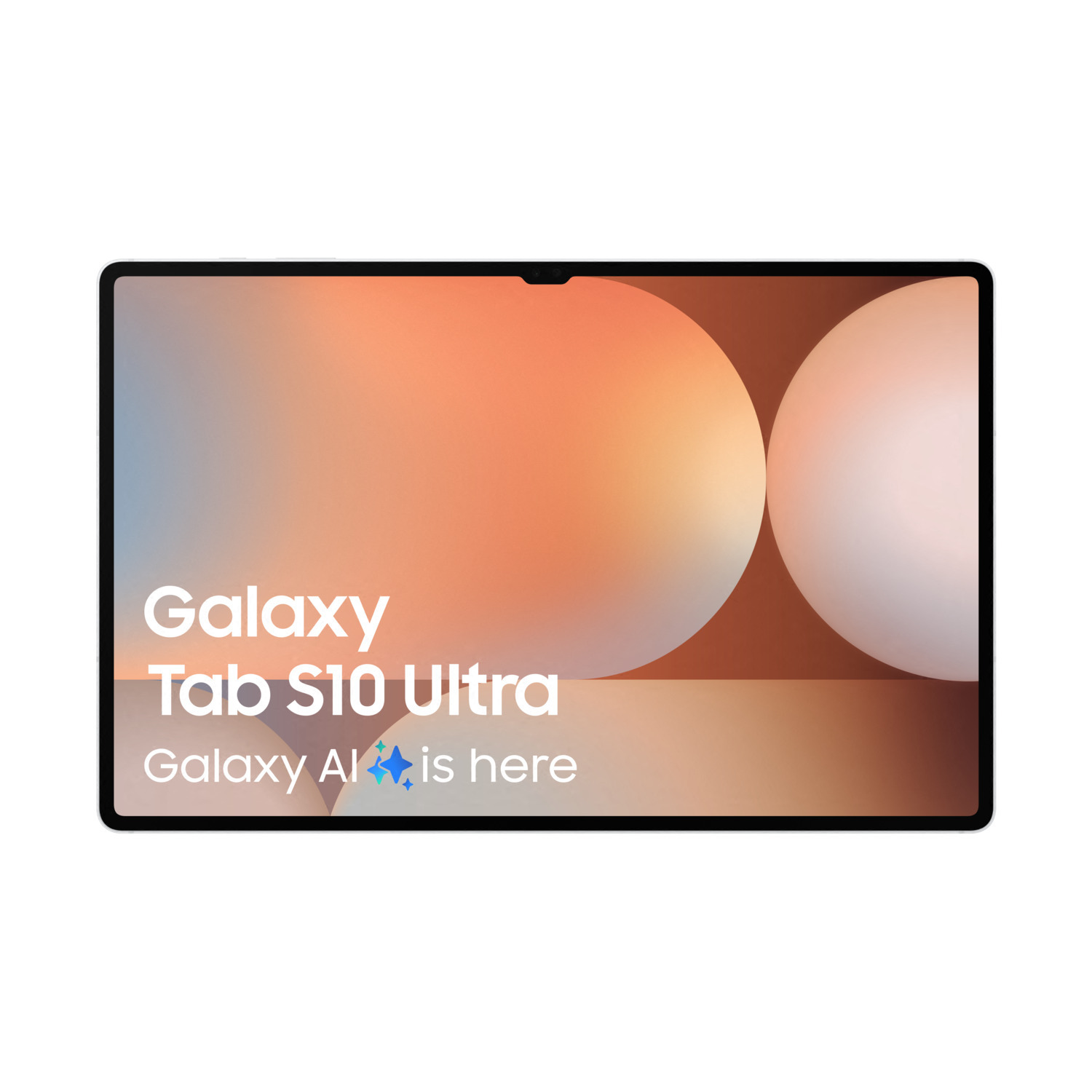 Een tablet met de tekst "Galaxy Tab S10 Ultra" en "Galaxy AI".