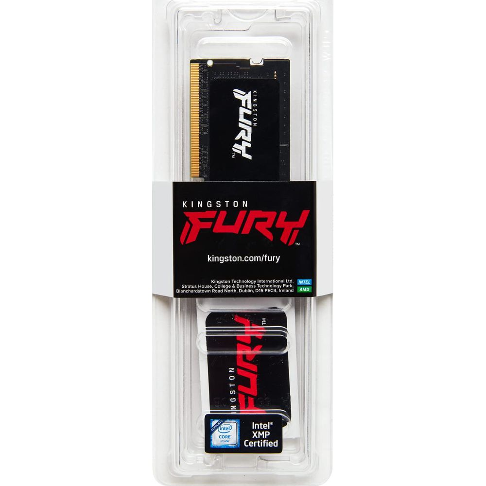 Moduł RAM Kingston FURY w przezroczystym opakowaniu plastikowym, certyfikat Intel XMP.