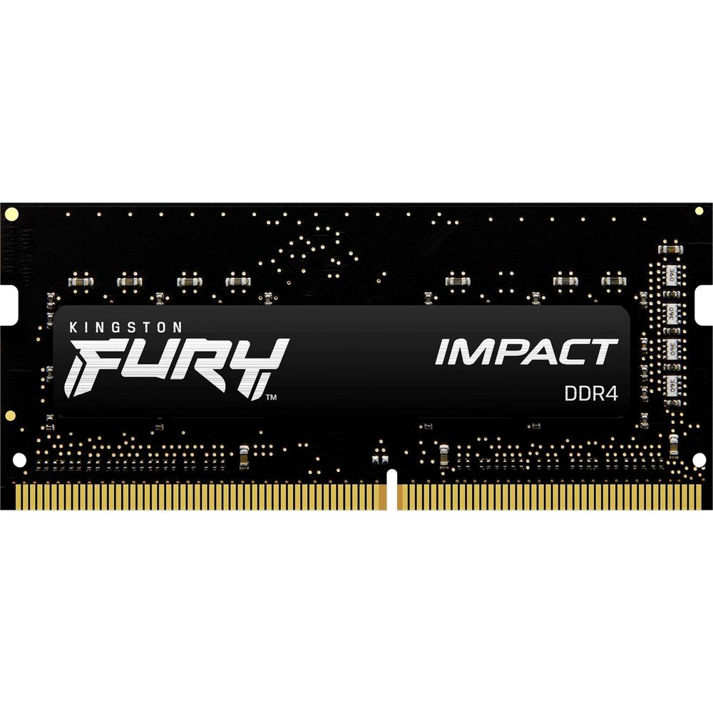 Moduł RAM Kingston FURY IMPACT DDR4 ze złotymi stykami i czarną płytką drukowaną.