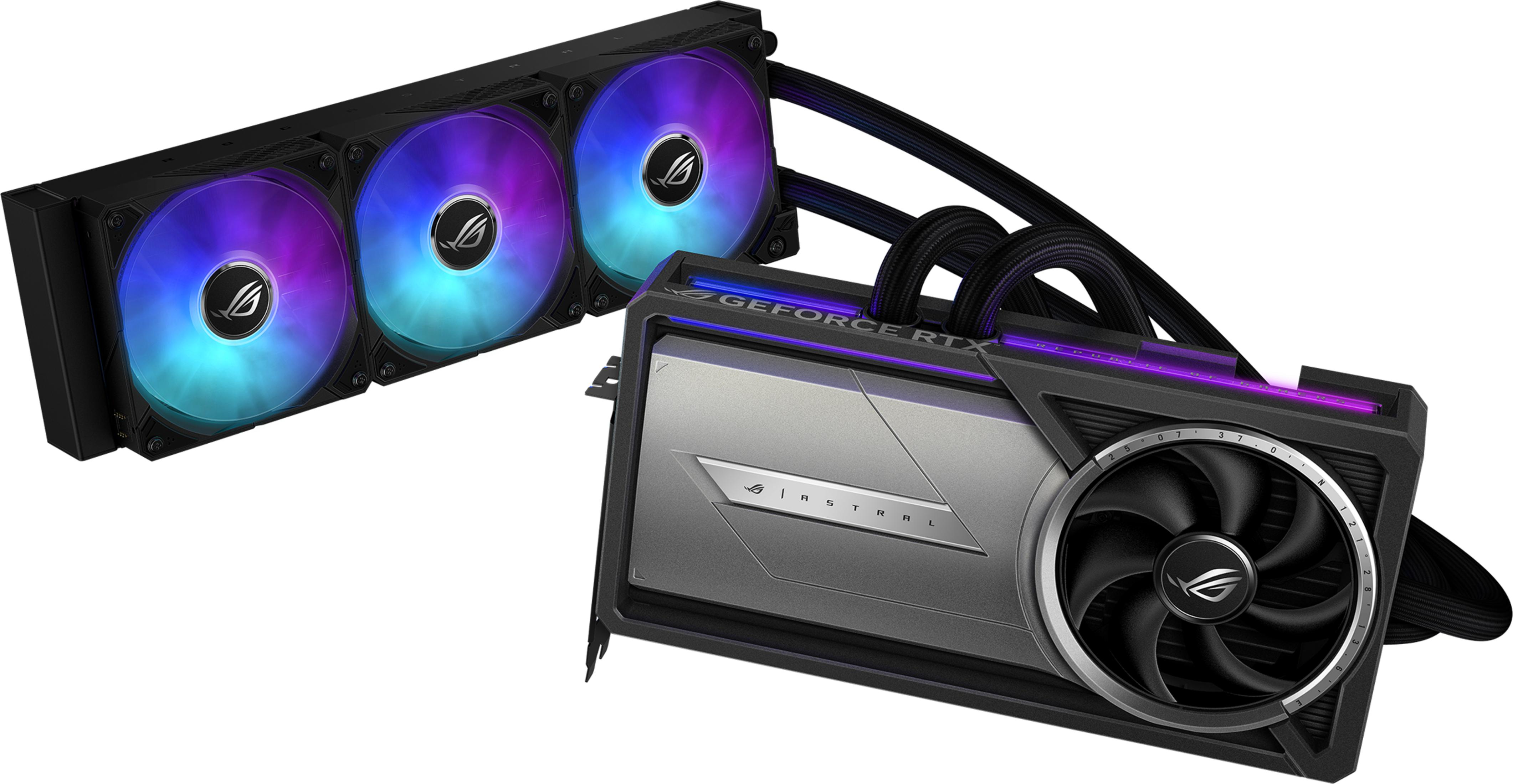 Chłodnica do komputera gamingowego z trzema wentylatorami RGB i kartą graficzną.