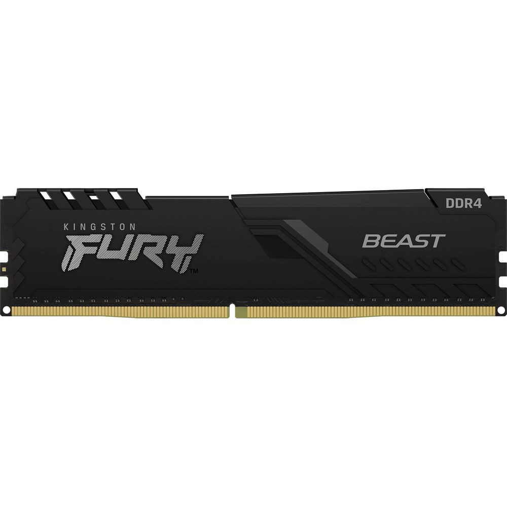 Czarny moduł RAM DDR4 z oznaczeniem Kingston FURY BEAST.