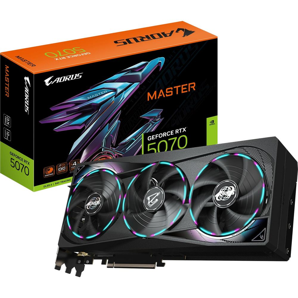Karta graficzna i opakowanie: Aorus GeForce RTX 5070 Master.