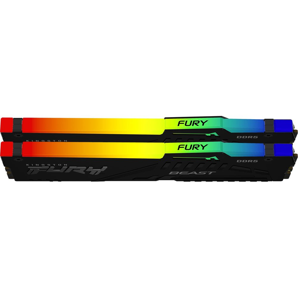 Dwa moduły RAM Kingston Fury Beast DDR5 podświetlane RGB.