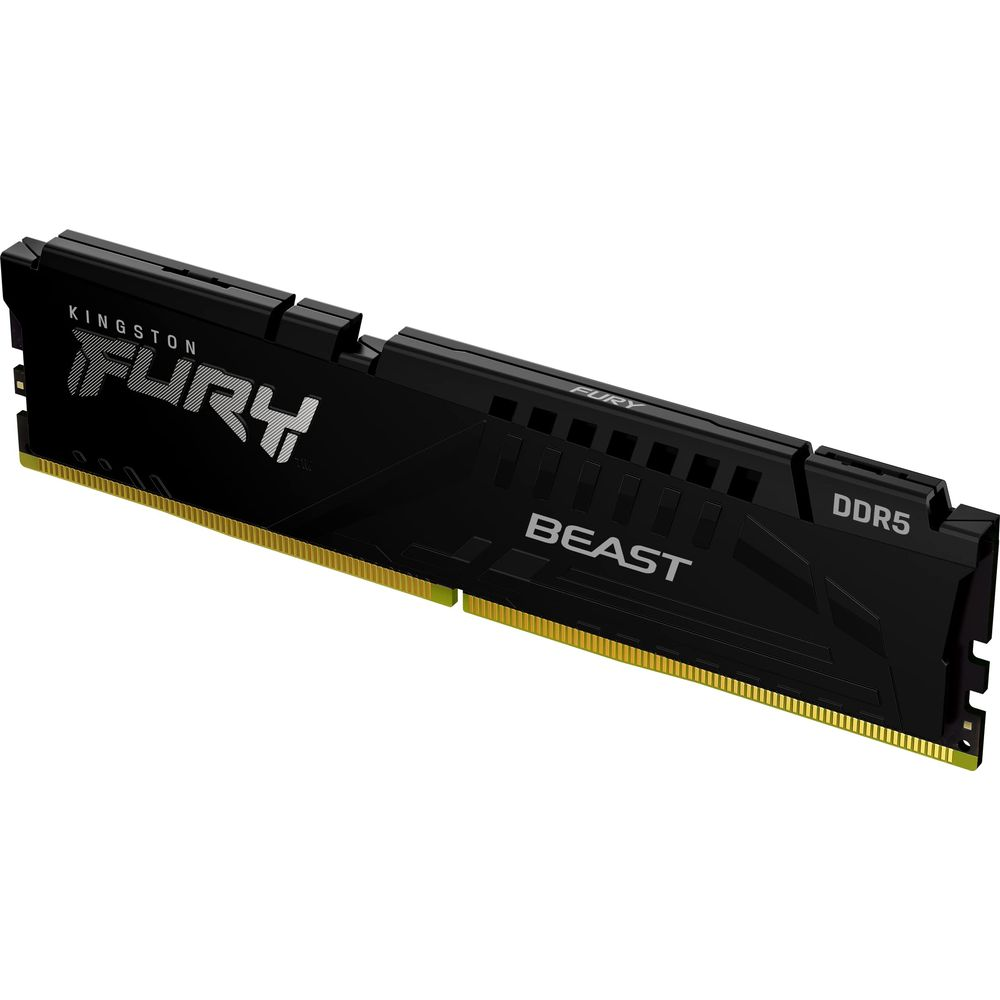Czarny moduł RAM DDR5 ze złotymi stykami i oznaczeniem "BEAST".