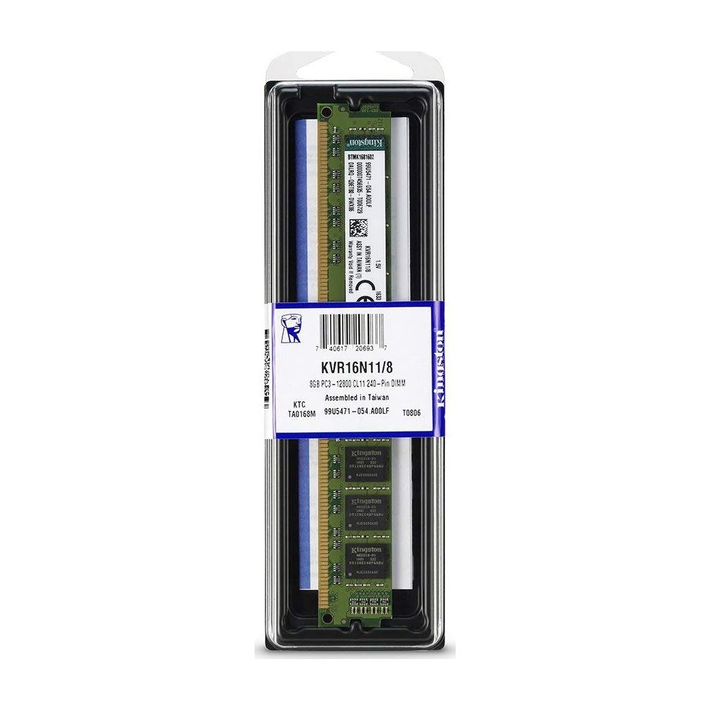 Moduł RAM Kingston KVR16N11/8 8GB DDR3 w opakowaniu.