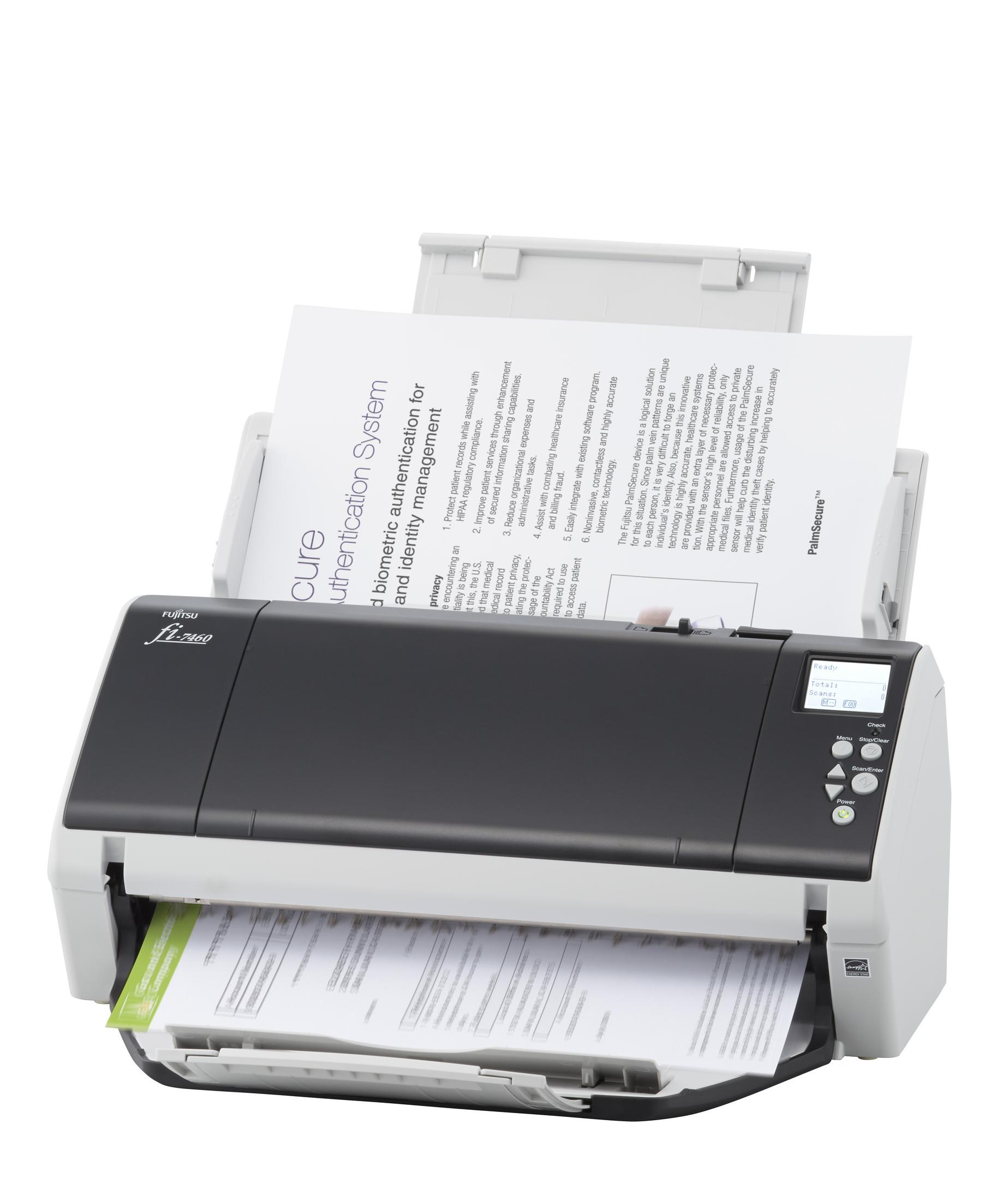 Uno scanner Fujitsu Fi-7460 con documenti.