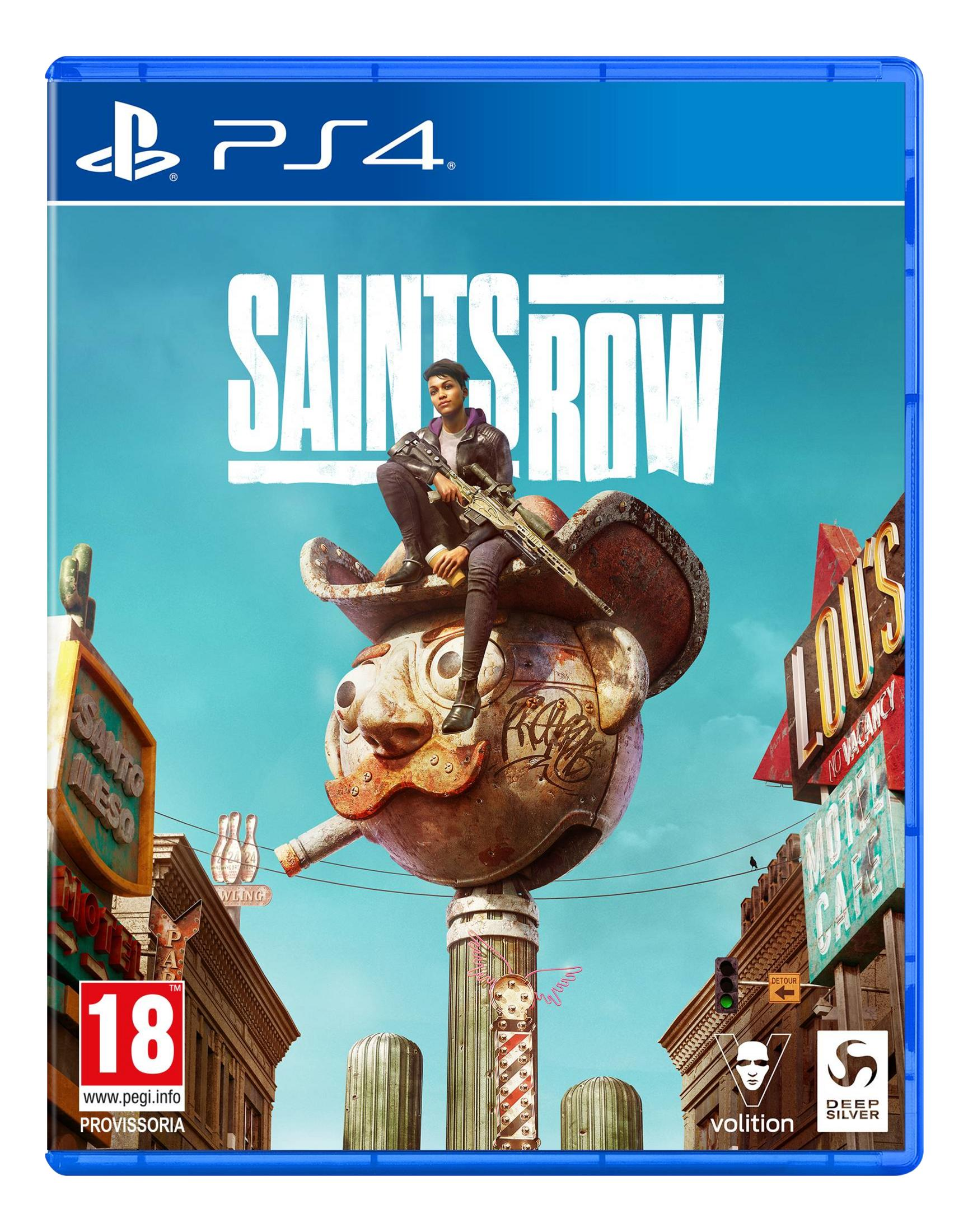 Un personaje se sienta sobre una estatua sosteniendo un arma. Portada del juego PS4.