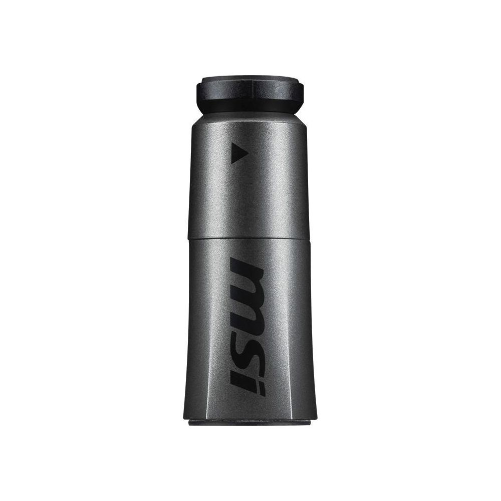 Szary długopis MSI z czarną nasadką i logo.