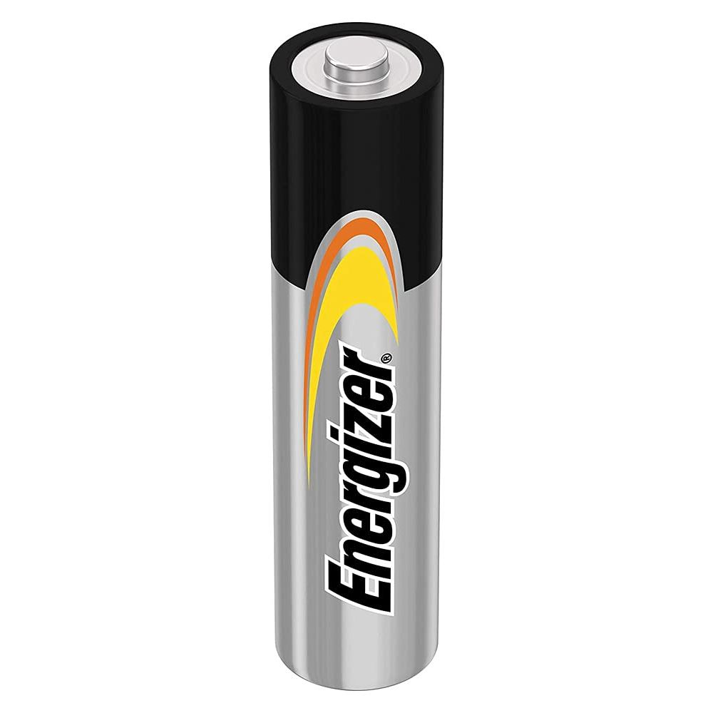 Pojedyncza bateria Energizer AA z srebrnym korpusem i czarną górą.