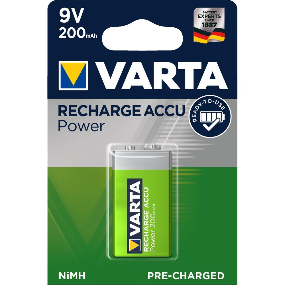 Varta 9V 200mAh NiMH battery, Ready-to-Use, Pre-Charged.