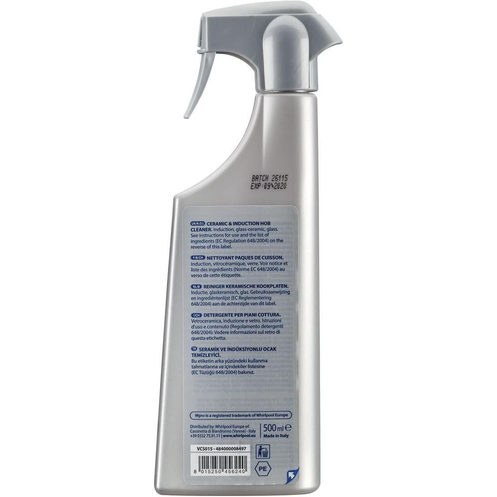 Srebrna butelka ze sprayem do płyt ceramicznych i indukcyjnych, 500 ml.